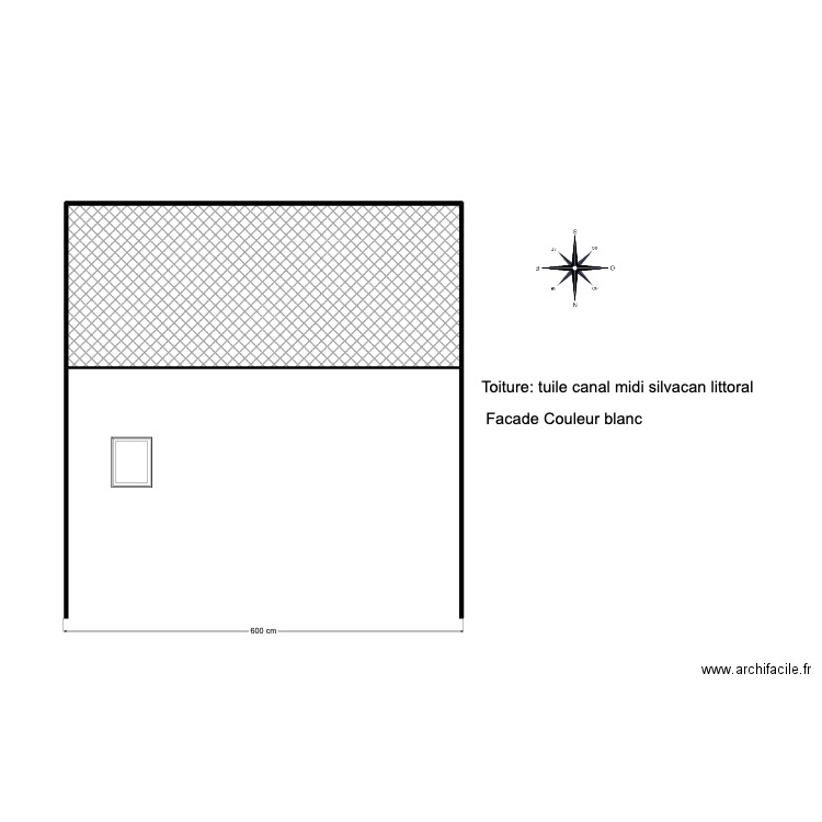  DP4 plan façade et toiture face nord apres projet. Plan de 1 pièce et 14 m2