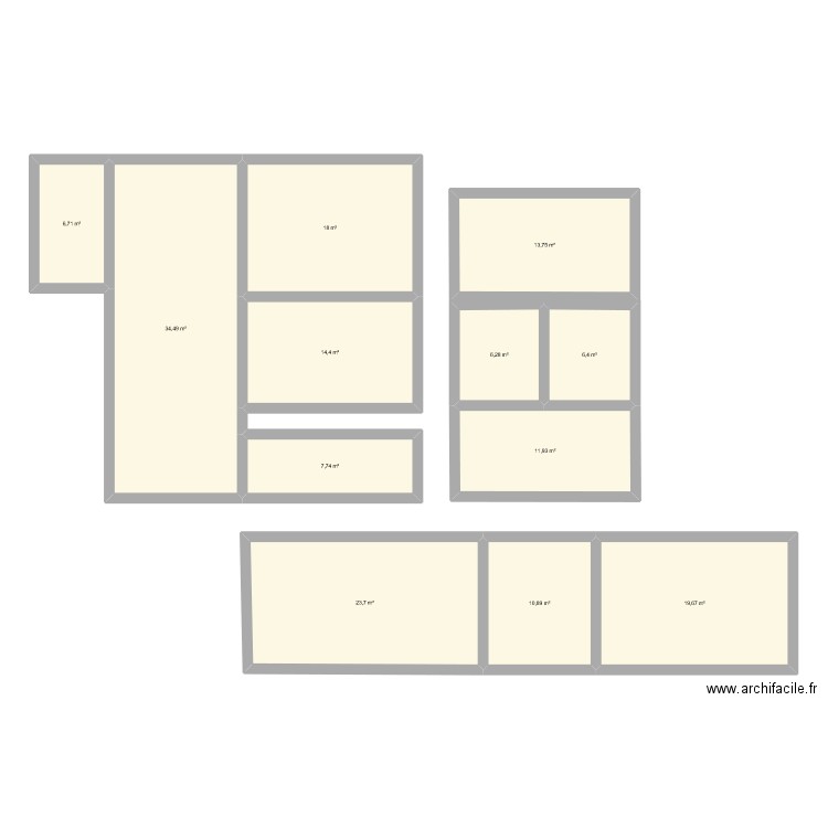locaux chrs Dole. Plan de 12 pièces et 174 m2