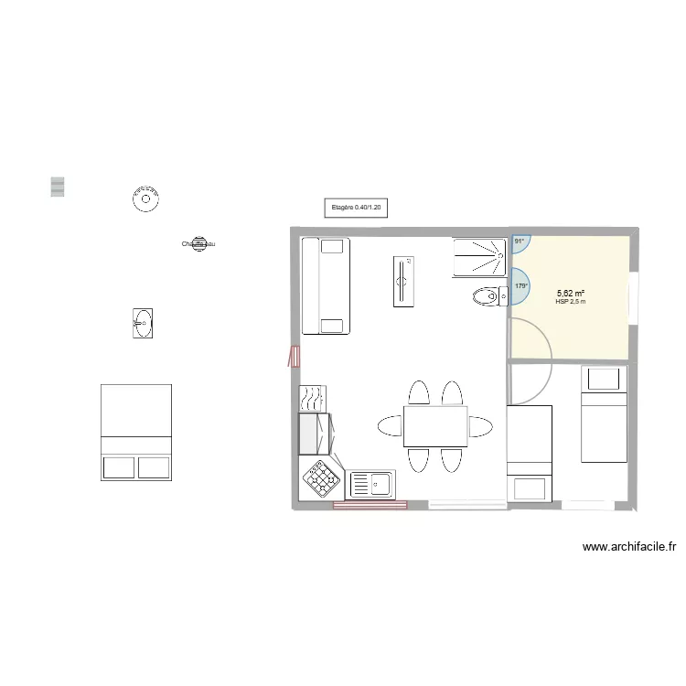 chico 5. Plan de 1  et 6 m²
