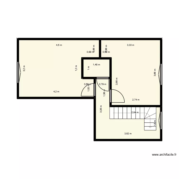 Douvrin appart 2 &eacute;tage. Plan de 4 Pièces et 33 m²
