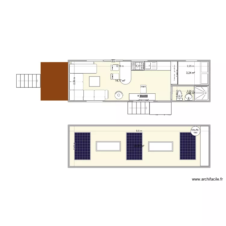 camion1. Plan de 4  et 41 m²