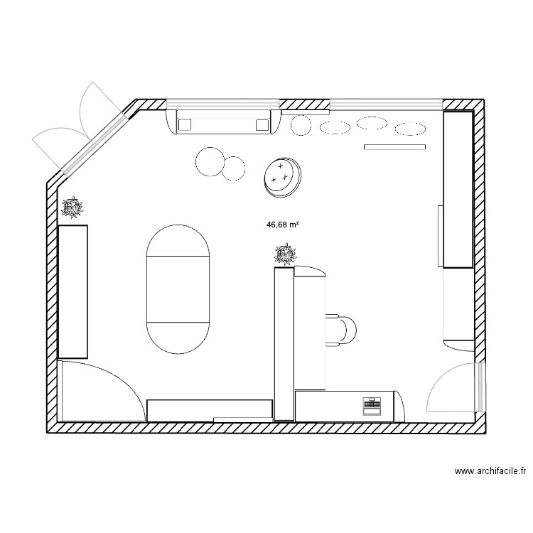 Plan prijet bois. Plan de 1 pièce et 47 m2