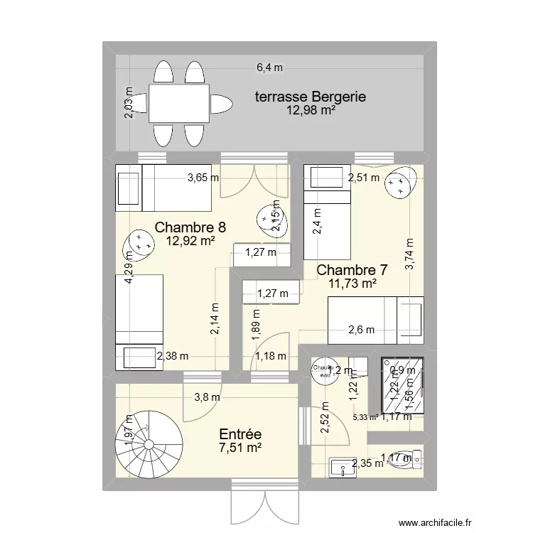 Fleury Maison 1 bergerie rez de chauss&eacute;e projet 2. Plan de 