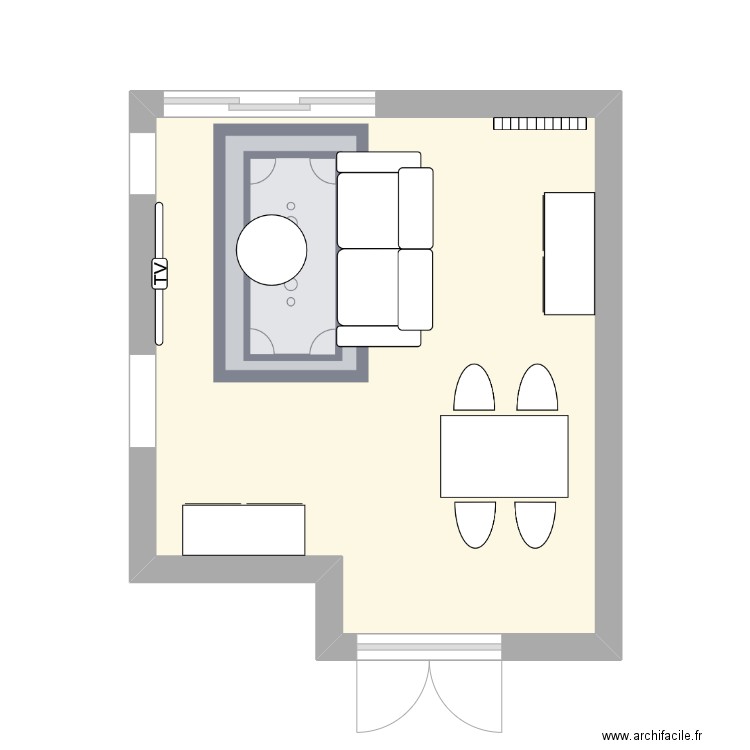 salon. Plan de 1 pièce et 20 m2