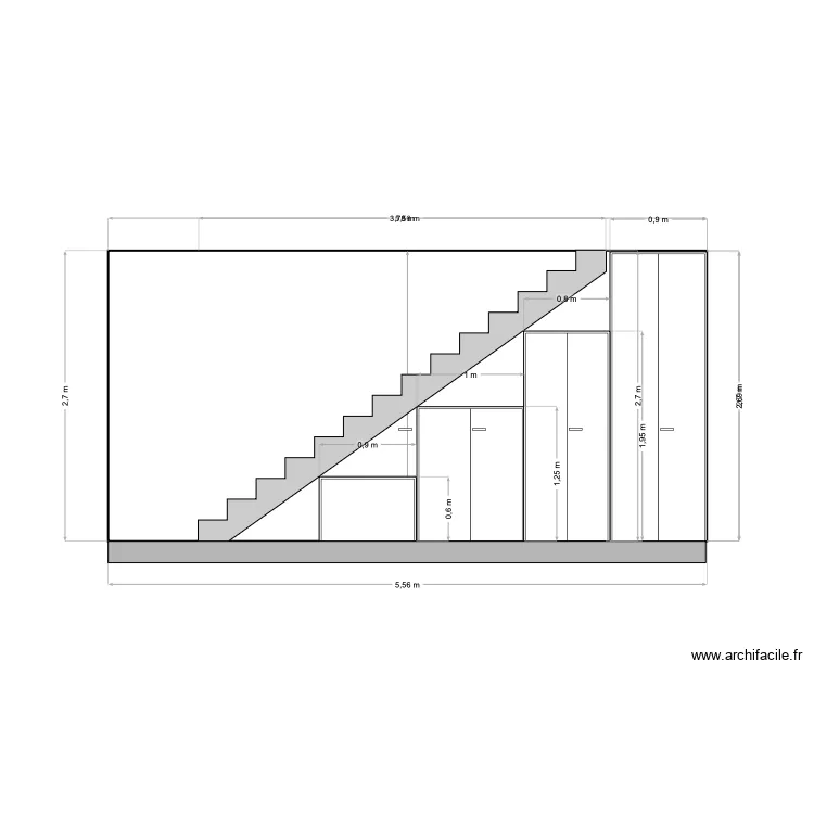 Escalier coupe. Plan de 