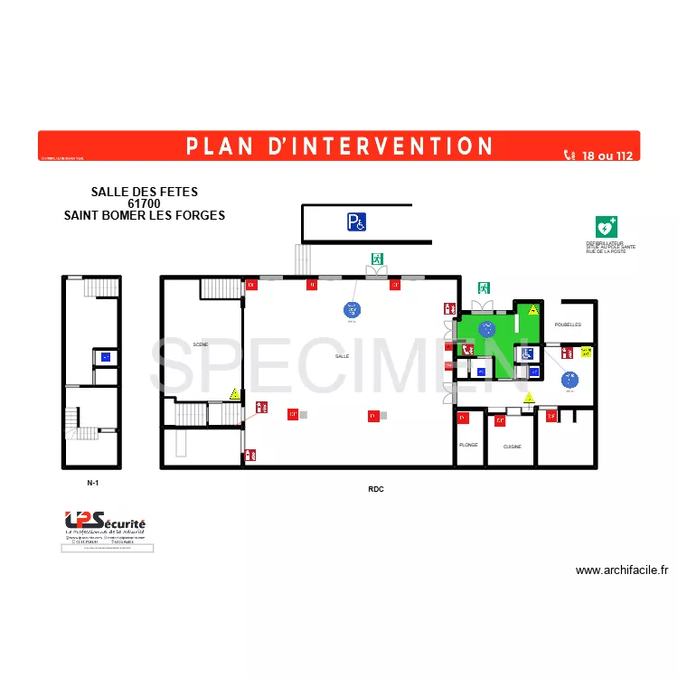 SALLE DES FETES SAINT BOMER LES FORGES. Plan de 