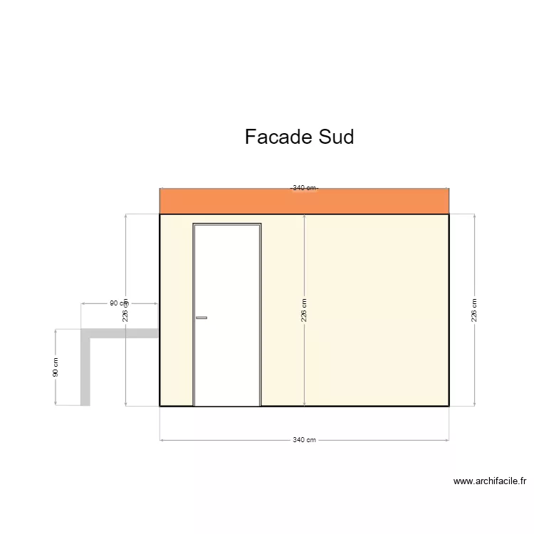 Extension cave fa&ccedil;ade sud. Plan de 
