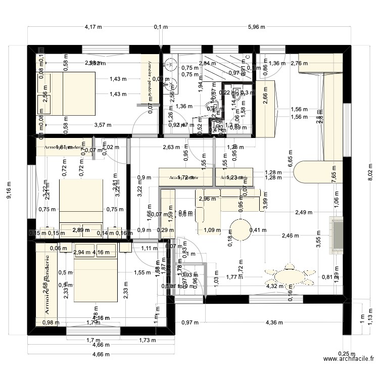 STECY - PLAN 02. Plan de 6 pièces et 76 m2