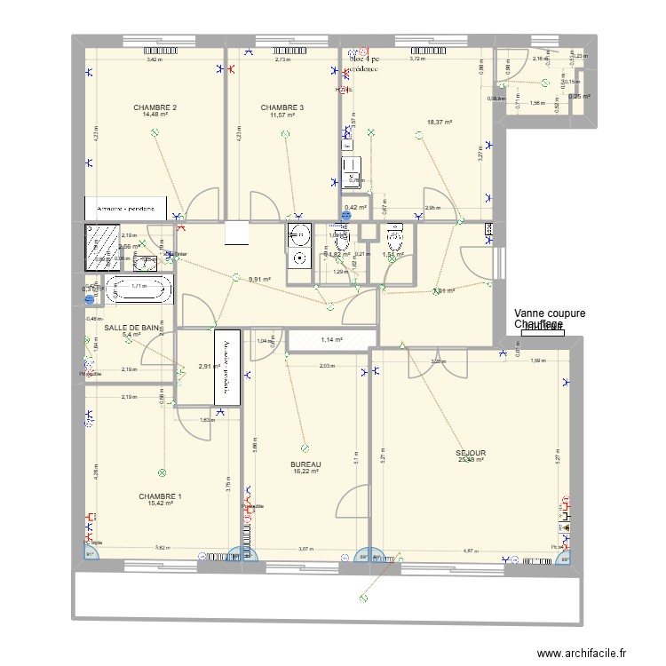 MAFFRE AGENCEMENT V2. Plan de 18 pièces et 135 m2