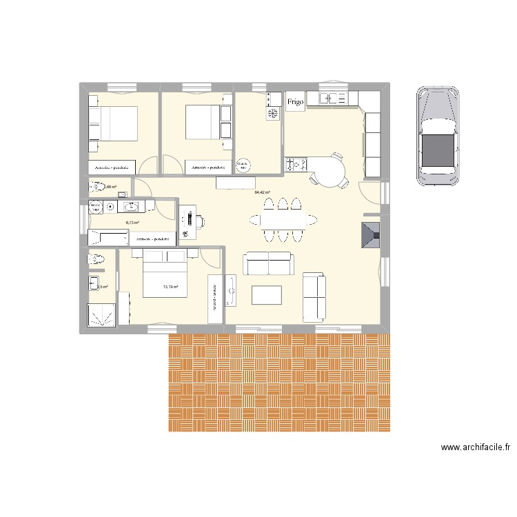 maison beaumerie 4 CONTAINEUR inversé. Plan de 5 pièces et 109 m2