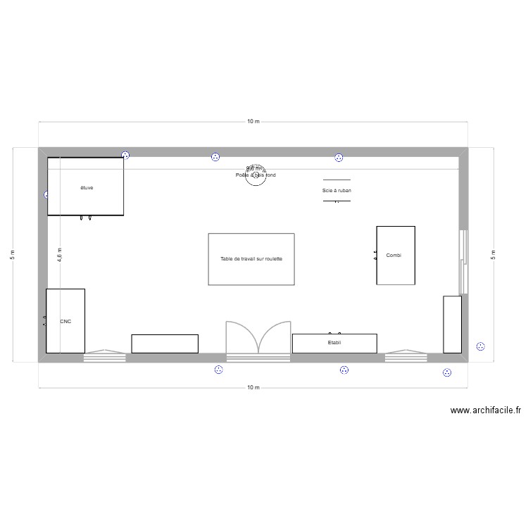 ATELIER. Plan de 1 pièce et 44 m2