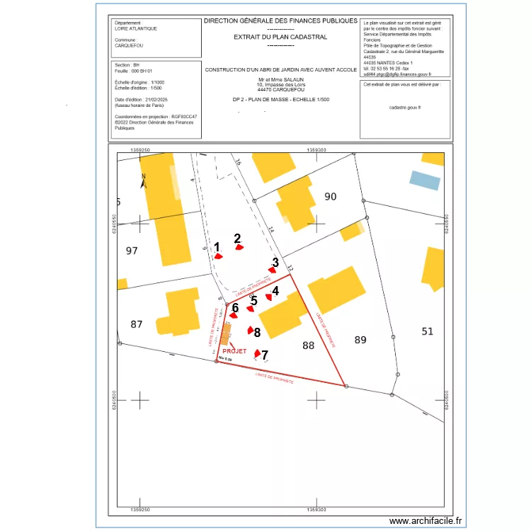 DP 2 SALAUN ". Plan de 