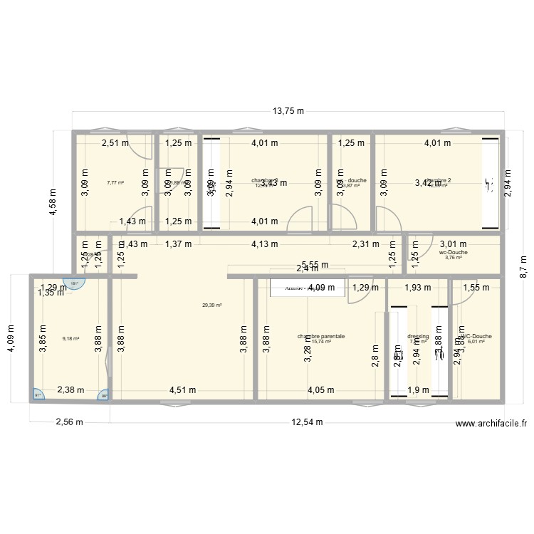 diape 1. Plan de 12 pièces et 113 m2