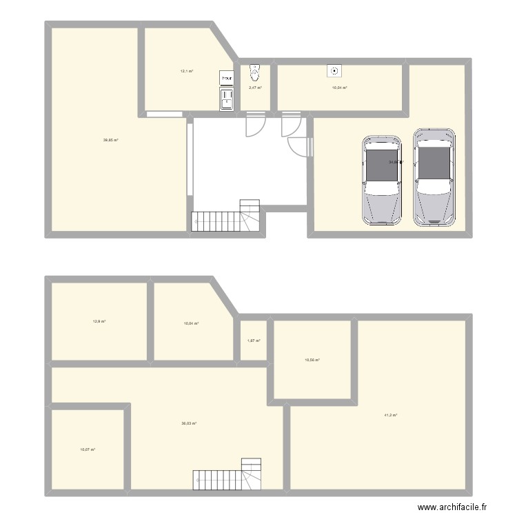 Plan maison. Plan de 12 pièces et 222 m2