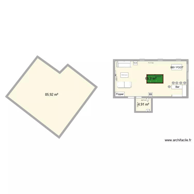 familiyroom. Plan de 3  et 152 m²