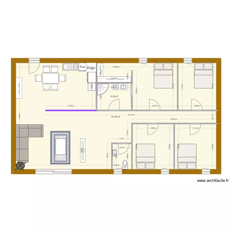 Genty cl&eacute;mence. Plan de 2 Pièces et 116 m²