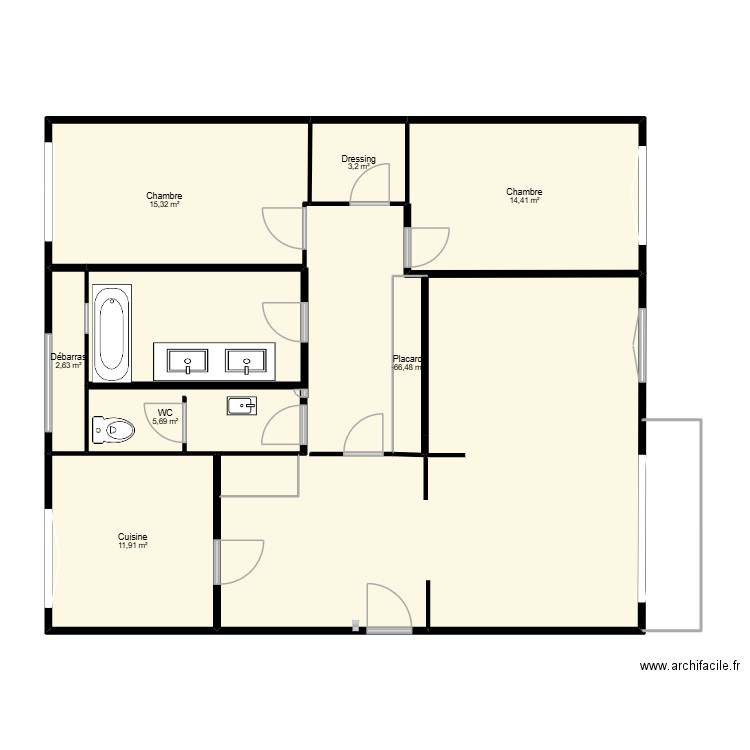 appartement Boulogne. Plan de 7 pièces et 55 m2