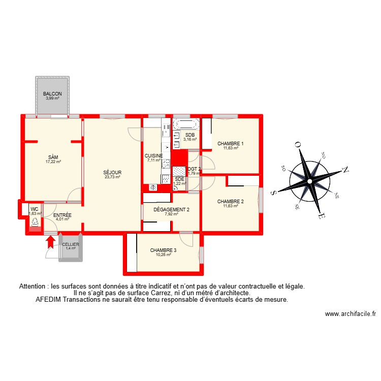 BI 28169-. Plan de 17 pièces et 112 m2