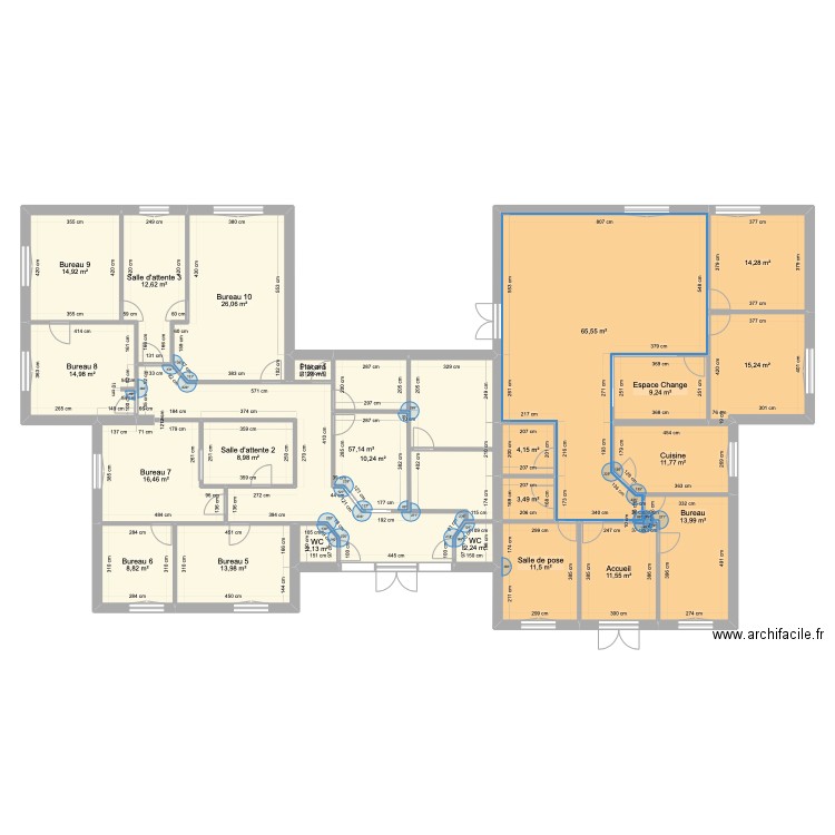 Plan entrée indépendante 3. Plan de 23 pièces et 351 m2