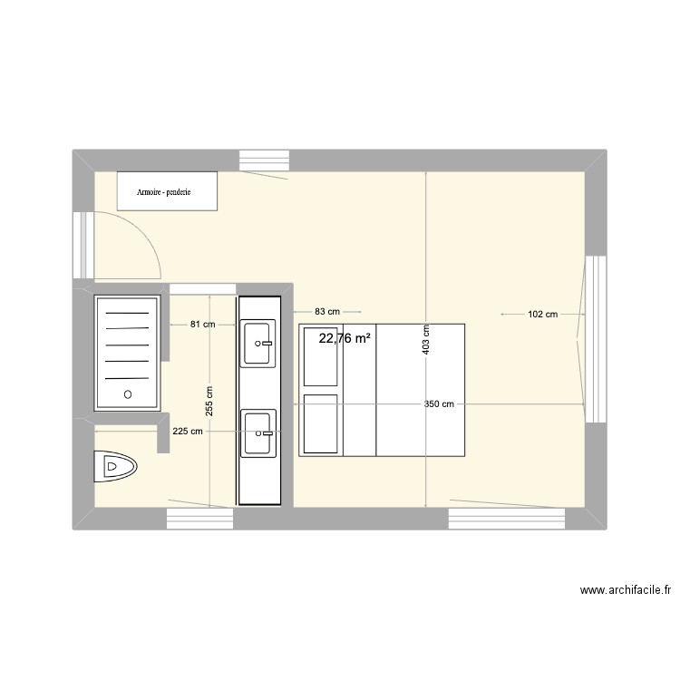 CABANE. Plan de 1 pièce et 23 m2