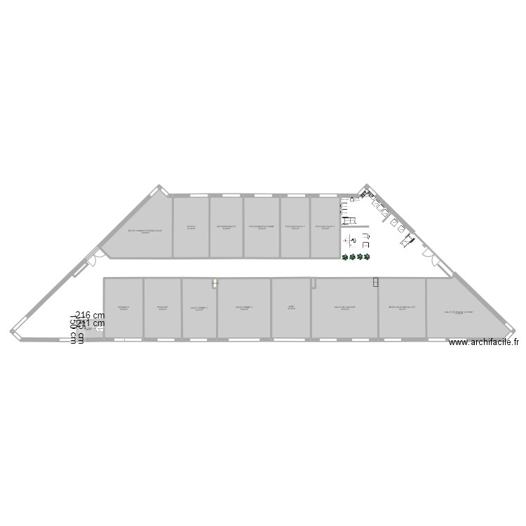 Jouy RDC 361 nouvel agencement 2. Plan de 16 pièces et 234 m2