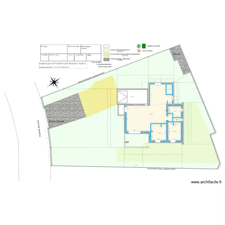 plan de masse pour carrelage complet sol. Plan de 13  et 783 m²