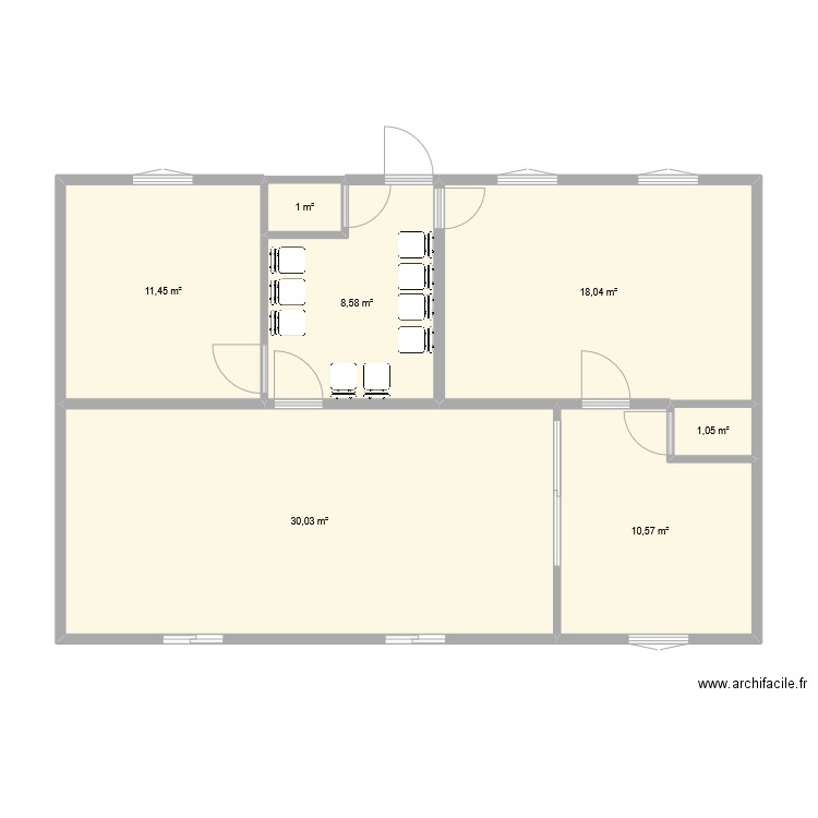 Cab 80m². Plan de 7 pièces et 81 m2