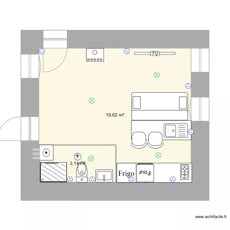 maison. Plan de 2  et 26 m²