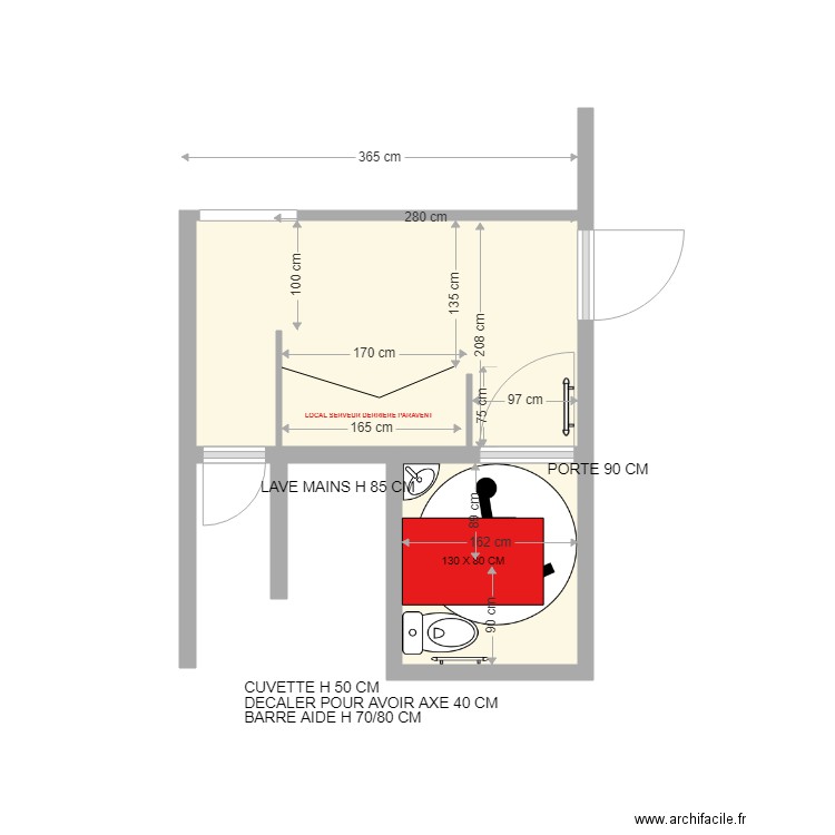 SCI PASTEUR FOCUS TOILETTES PROJET 01 2024. Plan de 2 pièces et 10 m2