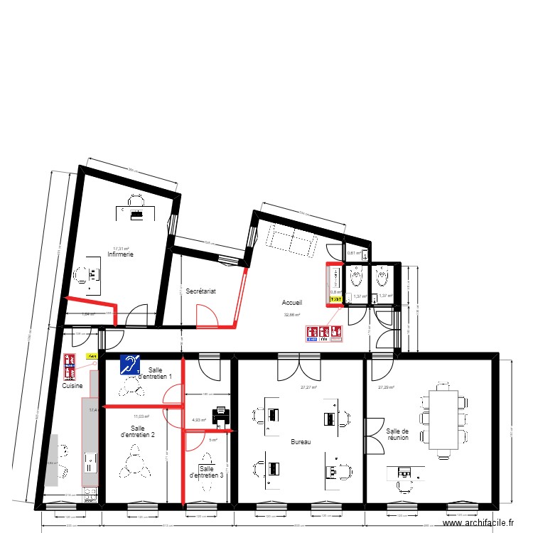 102 Canebière après travaux 2. Plan de 13 pièces et 149 m2