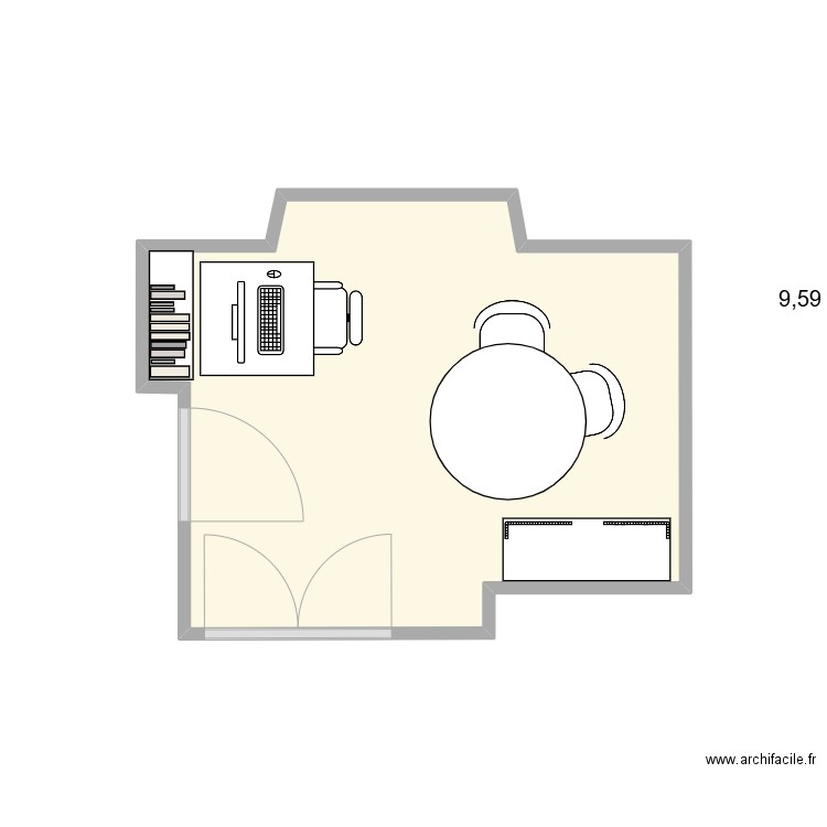 BUREAU Pqr. Plan de 1 pièce et 10 m2