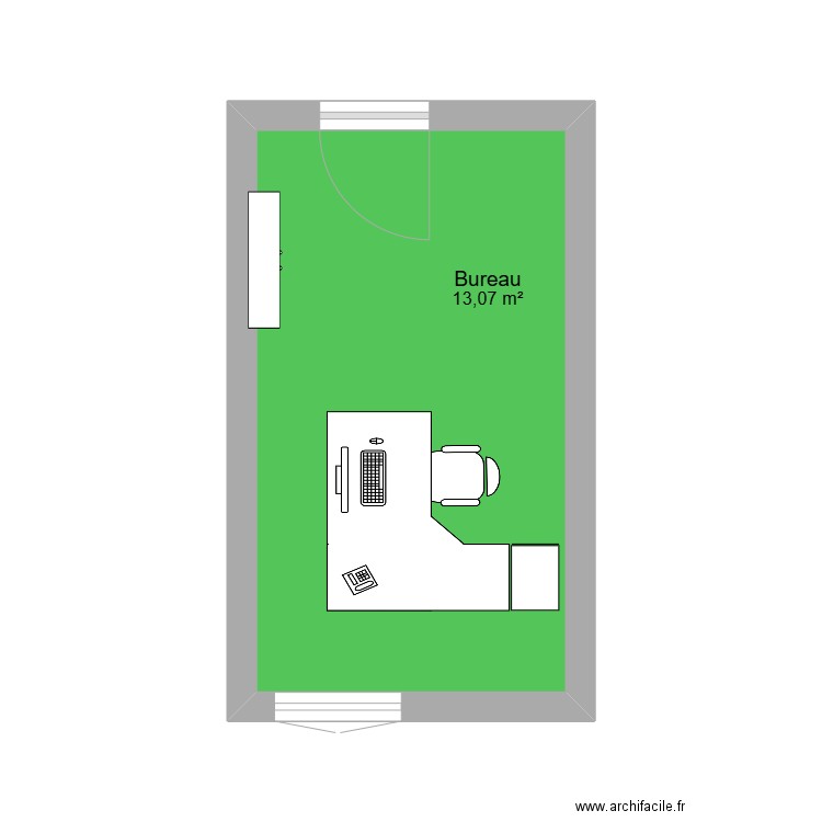 bureau v2. Plan de 1 pièce et 13 m2