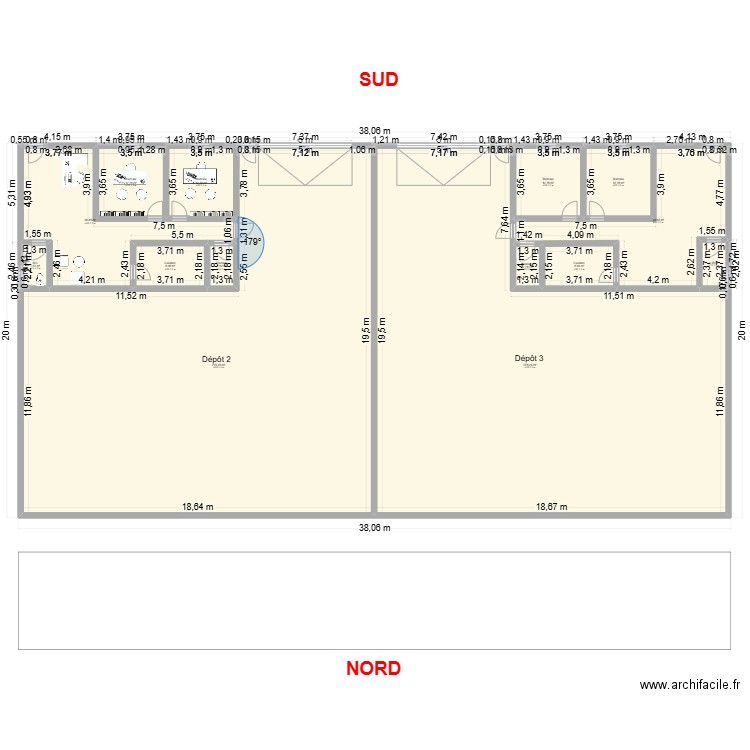 Dépot2/3_ITEBTP. Plan de 14 pièces et 704 m2