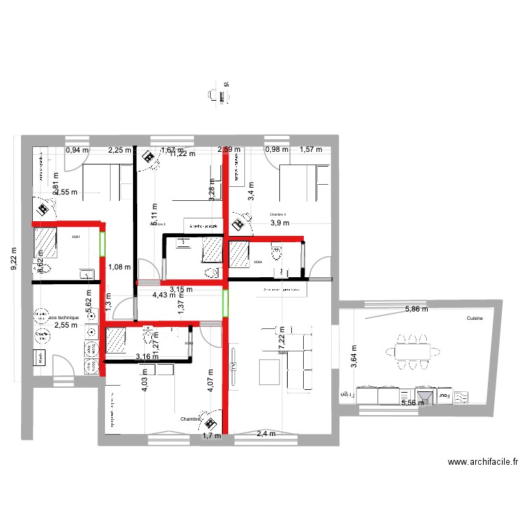 93 BP Rdc V 4 plan défintif vue par Fred. Plan de 0 pièce et 0 m2