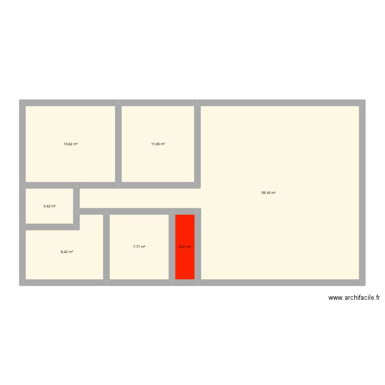 Martinoty. Plan de 7 pièces et 106 m2