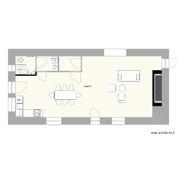 Combalier 4. Plan de 1 pièce et 65 m2