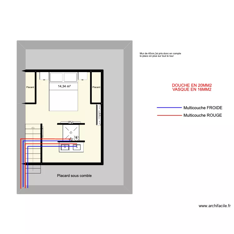 festigny VENTE 2 &eacute;tage PLOMBERIE. Plan de 
