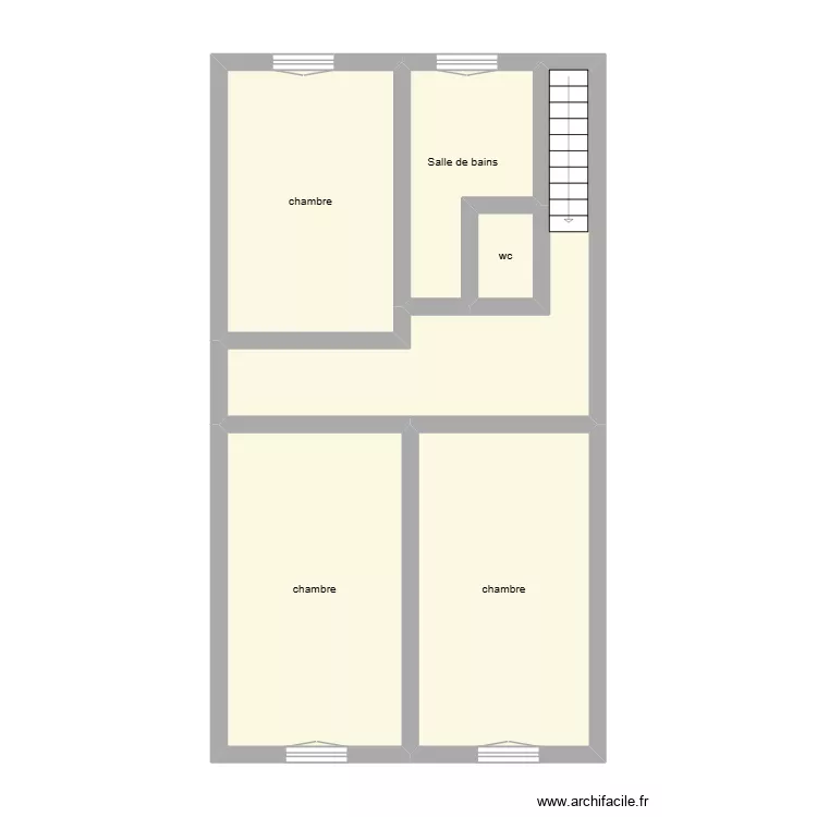 lacaud N+1 &eacute;tat initial. Plan de 6  et 57 m²