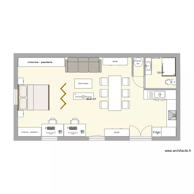 ATELIER. Plan de 2  et 49 m²