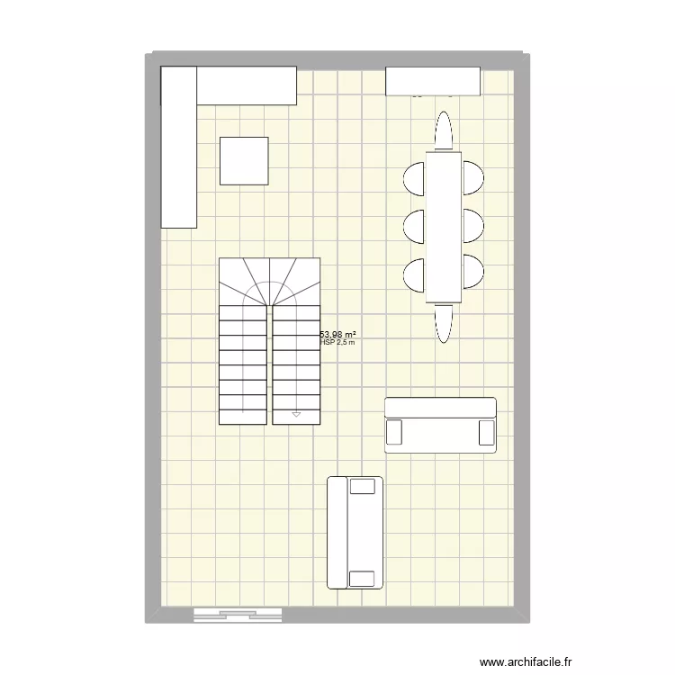 1etage. Plan de 1 pièce et 54 m²