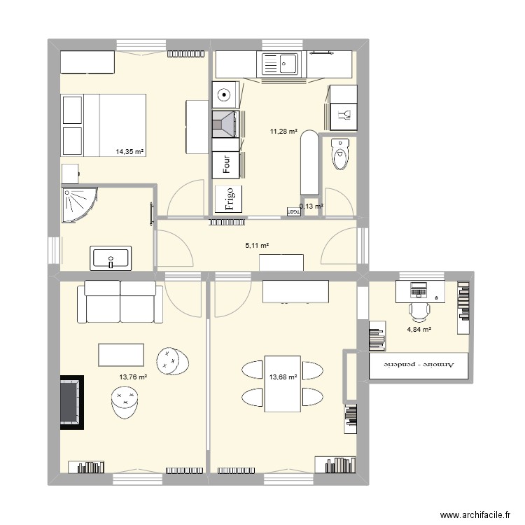 marion. Plan de 7 pièces et 63 m2