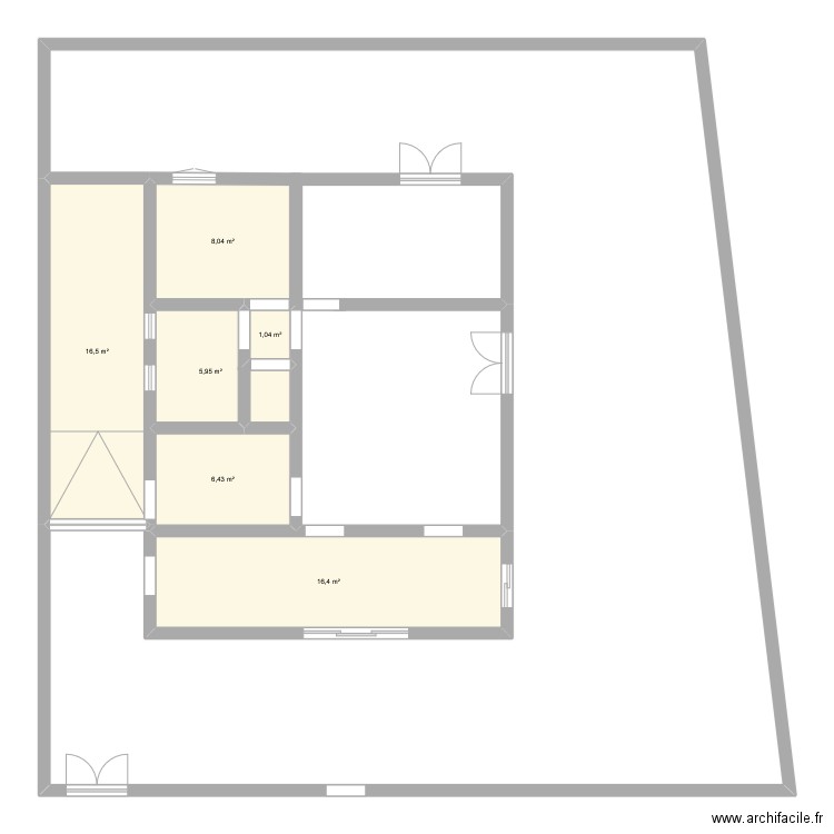 maison plan 2 casabuda. Plan de 6 pièces et 54 m2