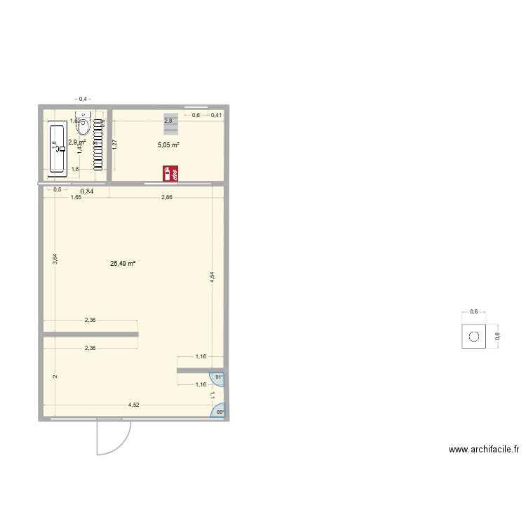 plan de base avec electrique. Plan de 3 pièces et 33 m2
