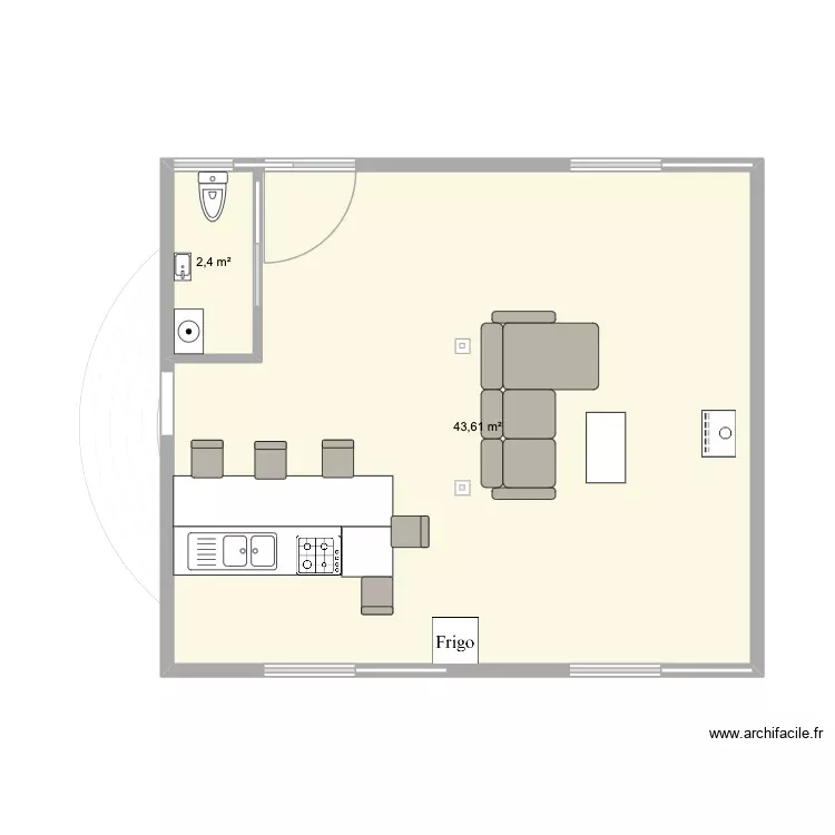 plan aménagement intérieur. Plan de 2 Pièces et 46 m² plan aménagement intérieur. Plan de 2 Pièces et 46 m²