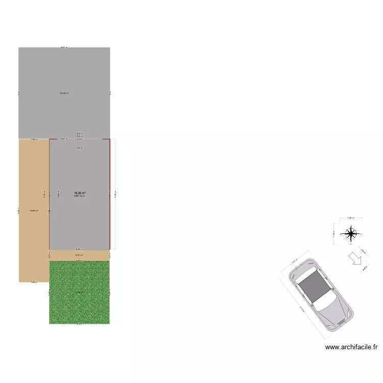 garage. Plan de 1 et 16 m² garage. Plan de 1 et 16 m²