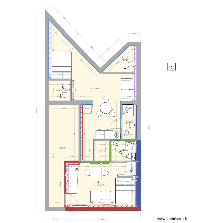 BERNHOL. Plan de 28 pièces et 264 m2