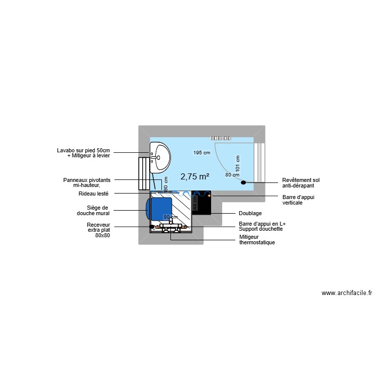 Projet GAYE. Plan de 1 pièce et 3 m2