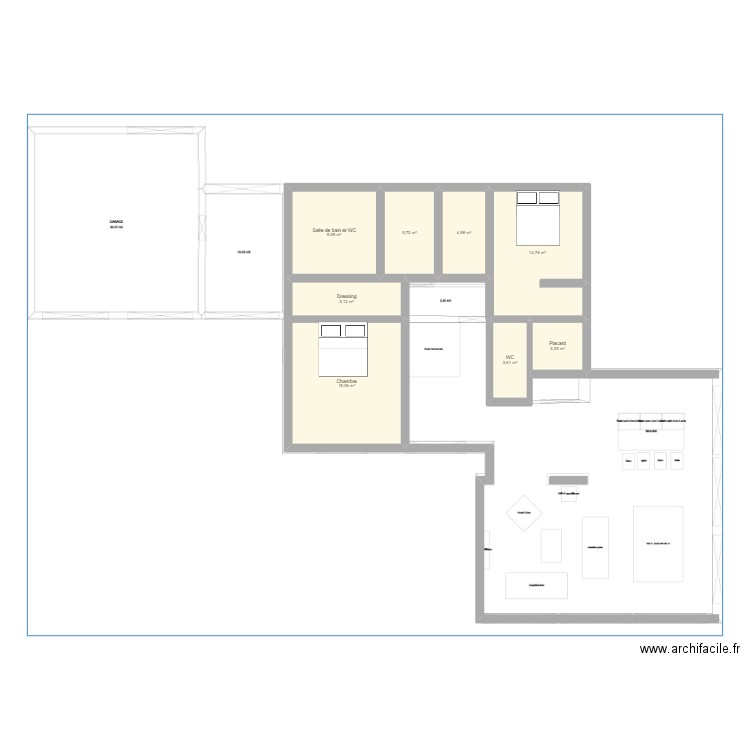 irondelle pierre. Plan de 8 pièces et 65 m2