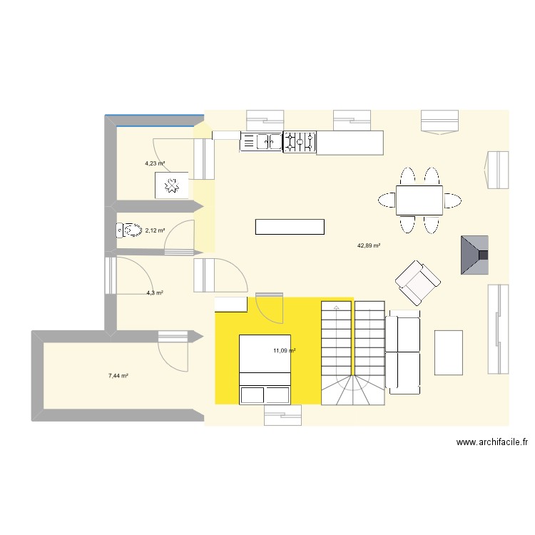 123 Bou. Plan de 11 pièces et 121 m2