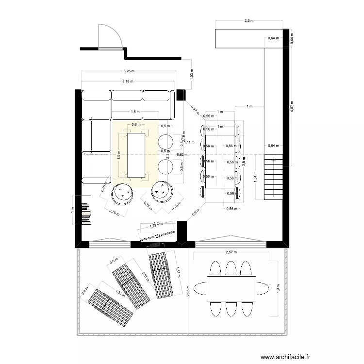 S&eacute;jour canap&eacute; en L. Plan de 